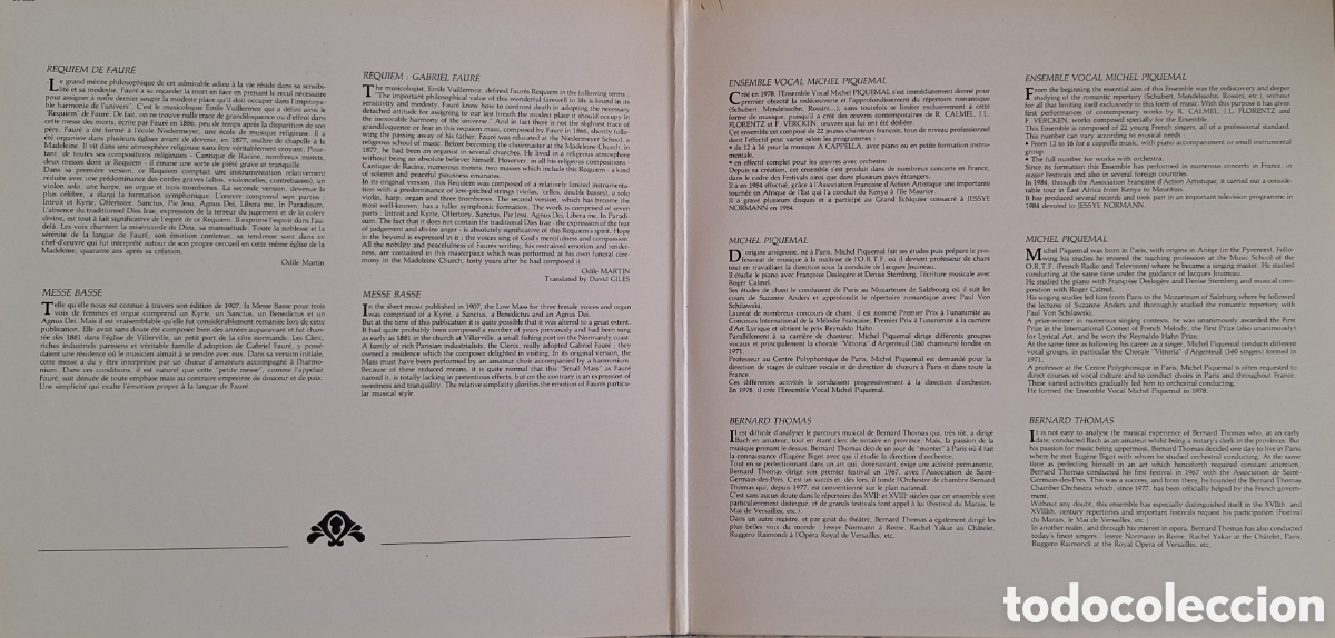 Discos de vinilo: Requiem opus 48. Gabriel Faure. Dtor: B. Thomas - Foto 2