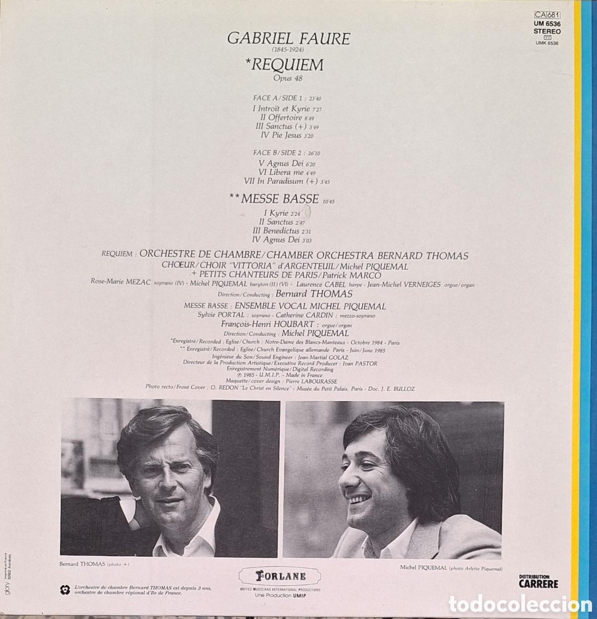 Discos de vinilo: Requiem opus 48. Gabriel Faure. Dtor: B. Thomas - Foto 3