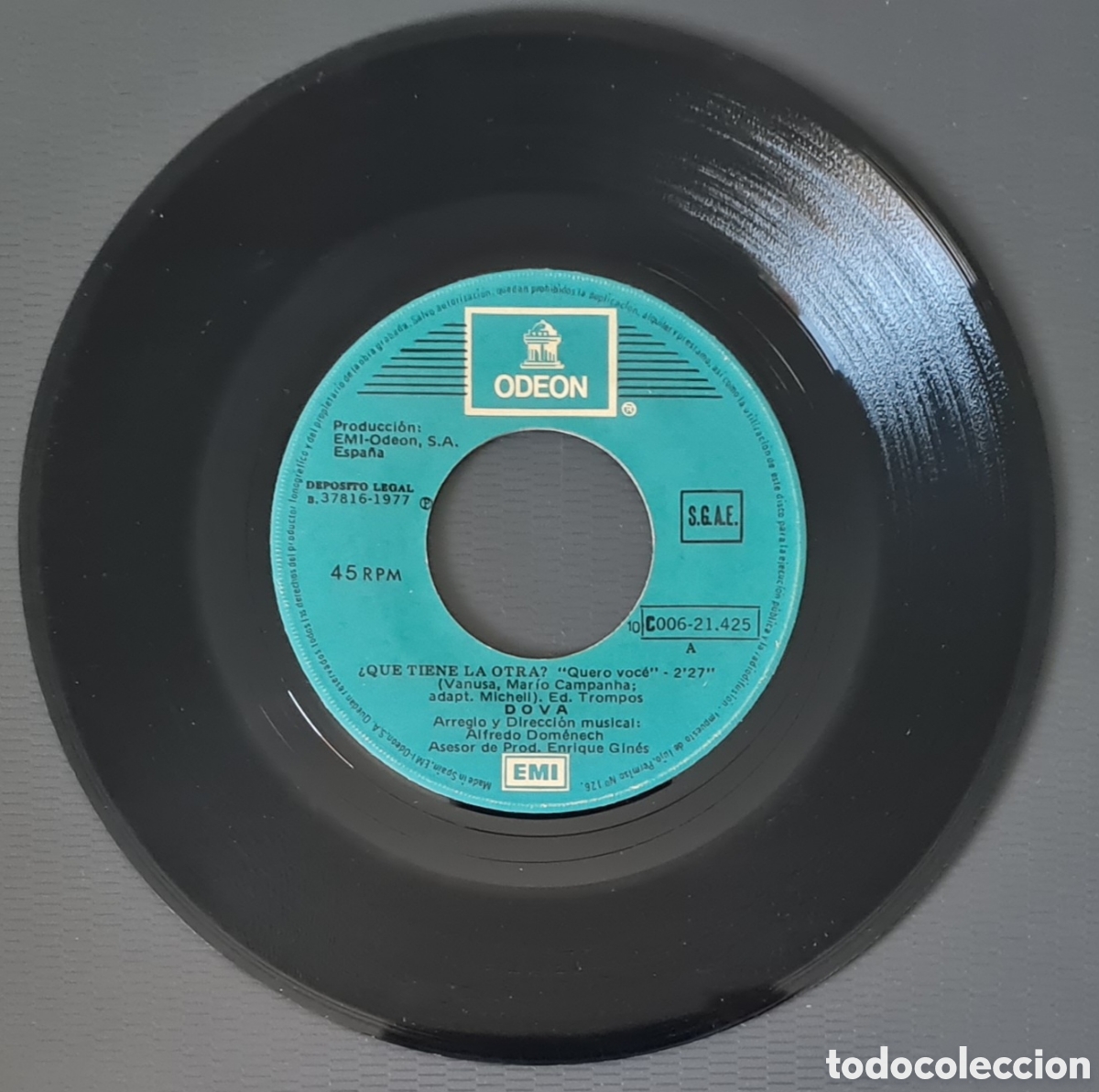 Discos de vinilo: SINGLE - DOVA - &iquest;QUE TIENE LA OTRA? 1977 - Foto 3