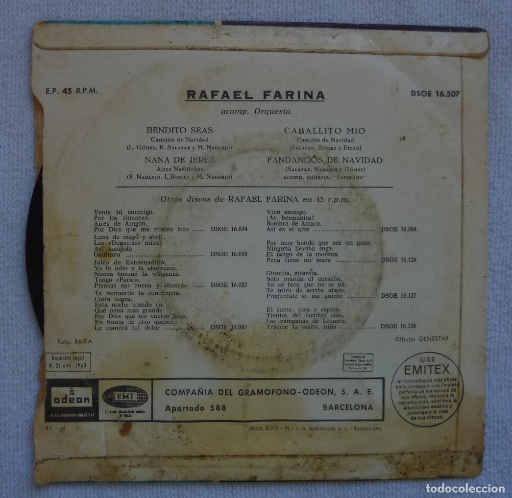 Discos de vinilo: RAFAEL FARINA // BENDITO SEAS+3 // 1963 // EP - Foto 2