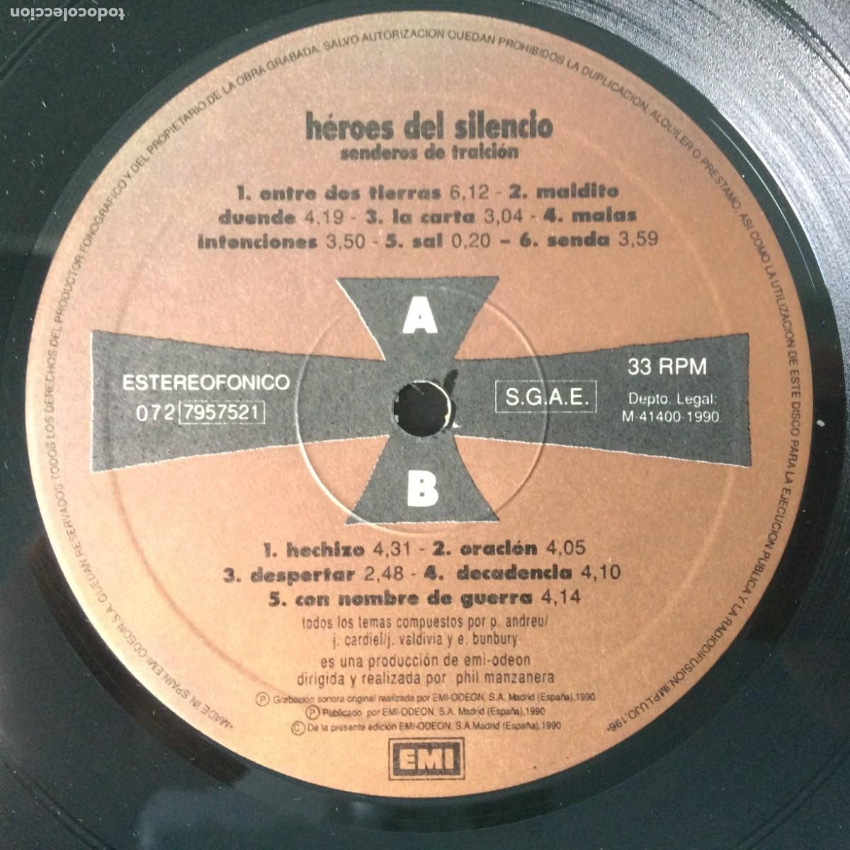 Discos de vinilo: H&eacute;roes Del Silencio &lrm;&ndash; Senderos De Traici&oacute;n , Spain 1990 EMI* - Foto 5