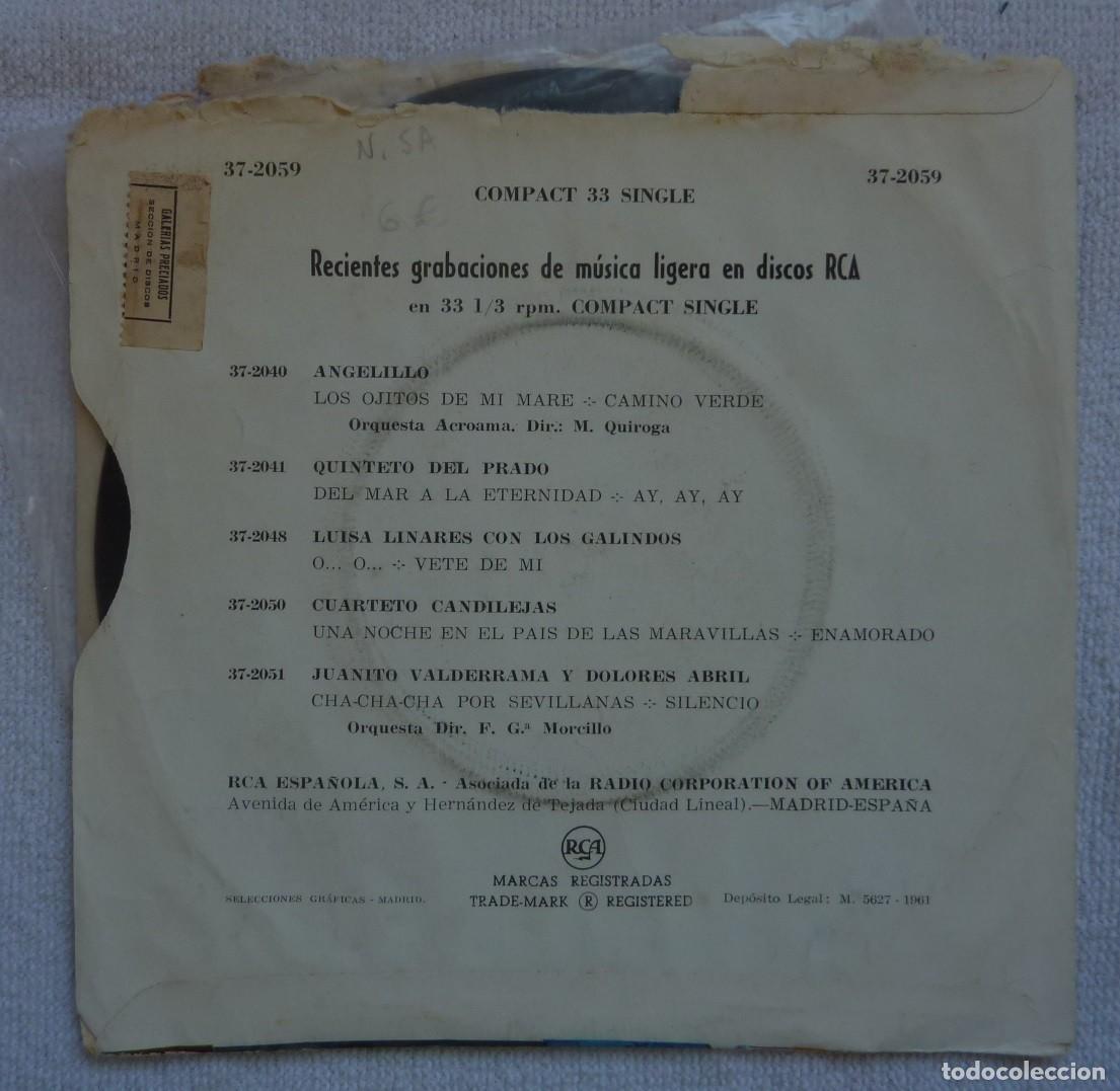 Discos de vinilo: ANGELILLO // DOCE CASCABELES // 1961 // SINGLE - Foto 2