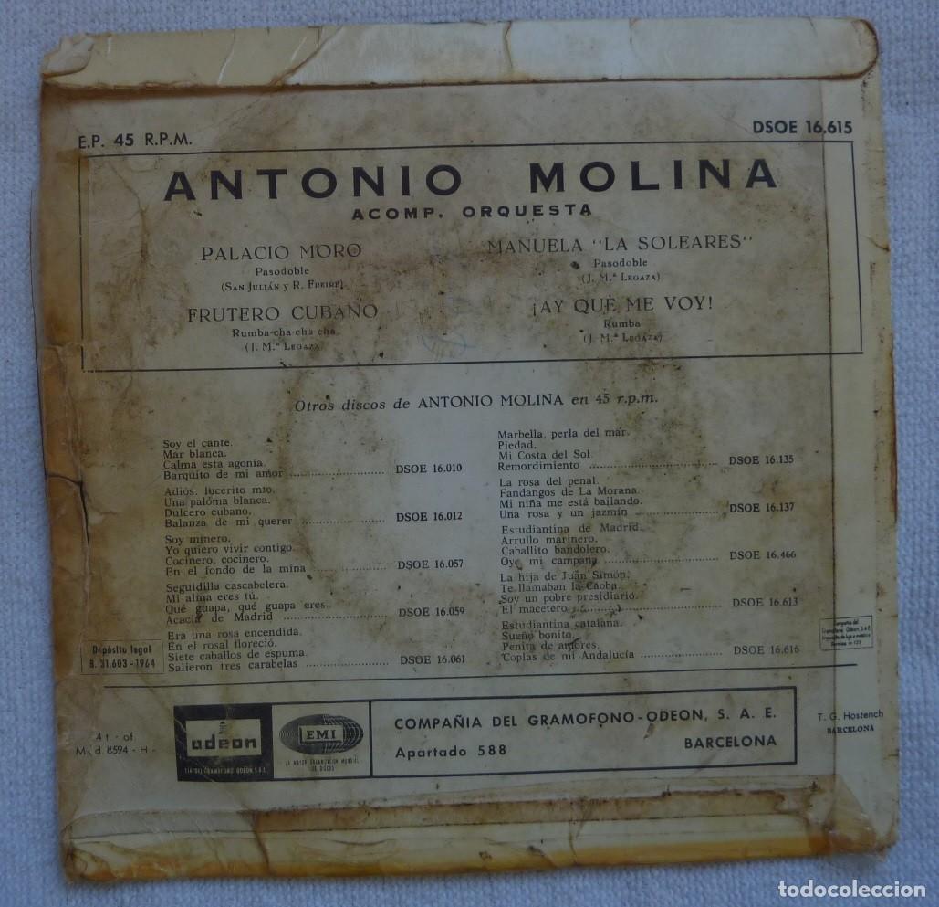 Discos de vinilo: ANTONIO MOLINA // PALACIO MORO+3 // 1961 // EP - Foto 2