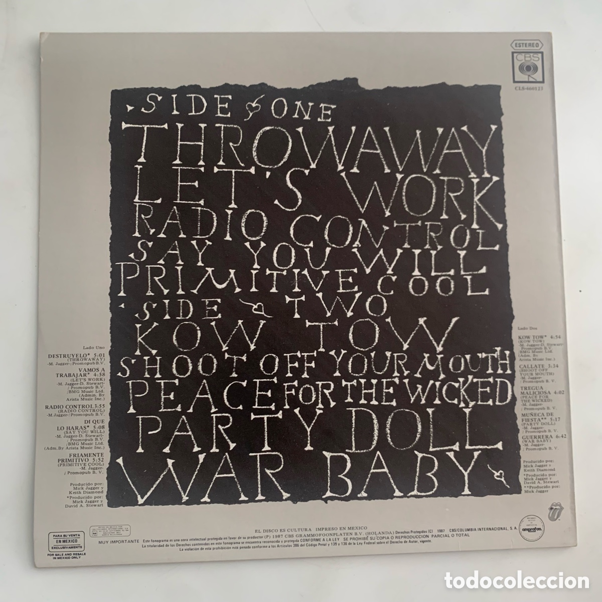 Discos de vinilo: Lp Mick Jagger - Primitive Cool edicion mexicana de 1987 - Foto 2