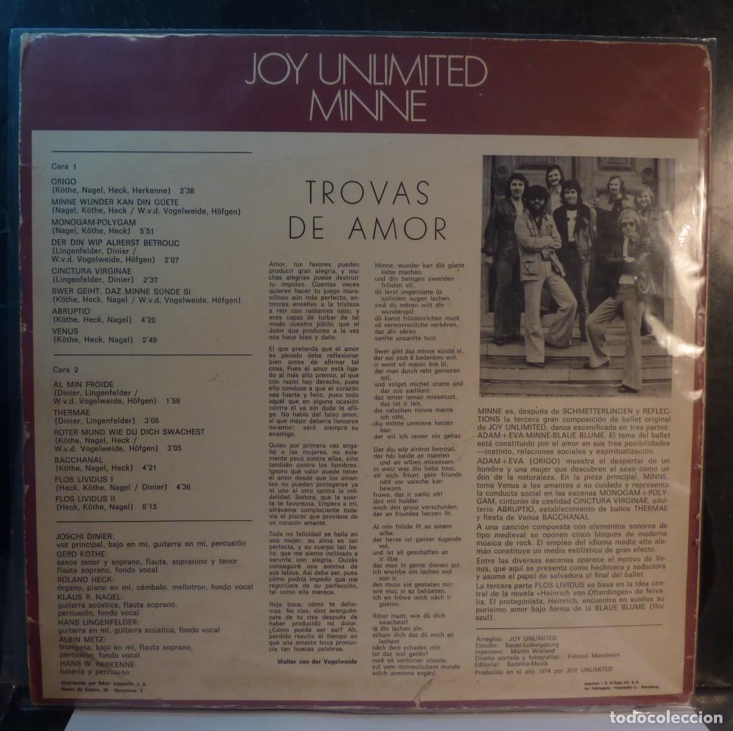 Discos de vinilo: JOY UNLIMITED // MINNE // 1976 // LP - Foto 2
