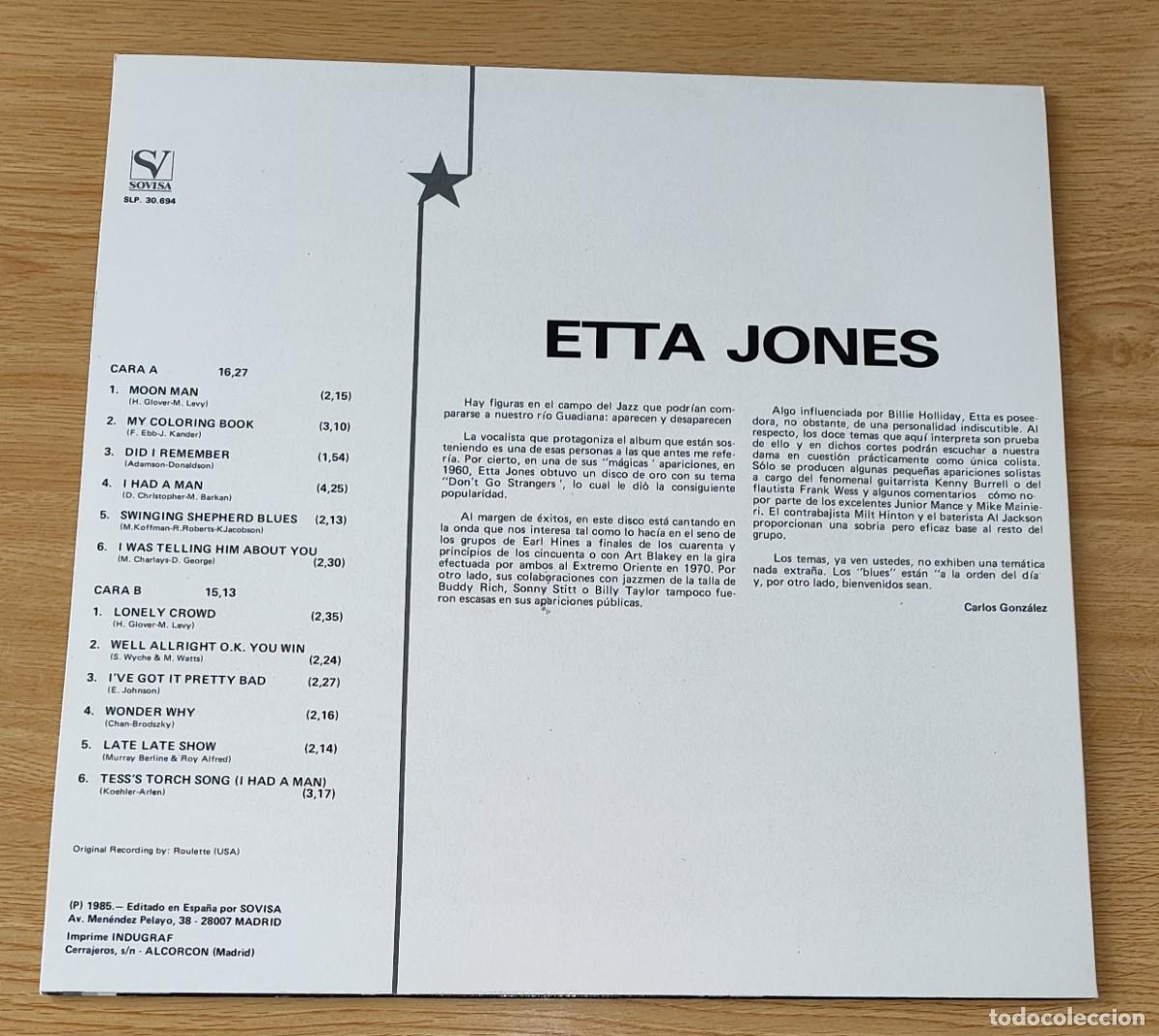 Discos de vinilo: ETTA JONES .- ESTRELLAS DEL JAZZ. - Foto 2