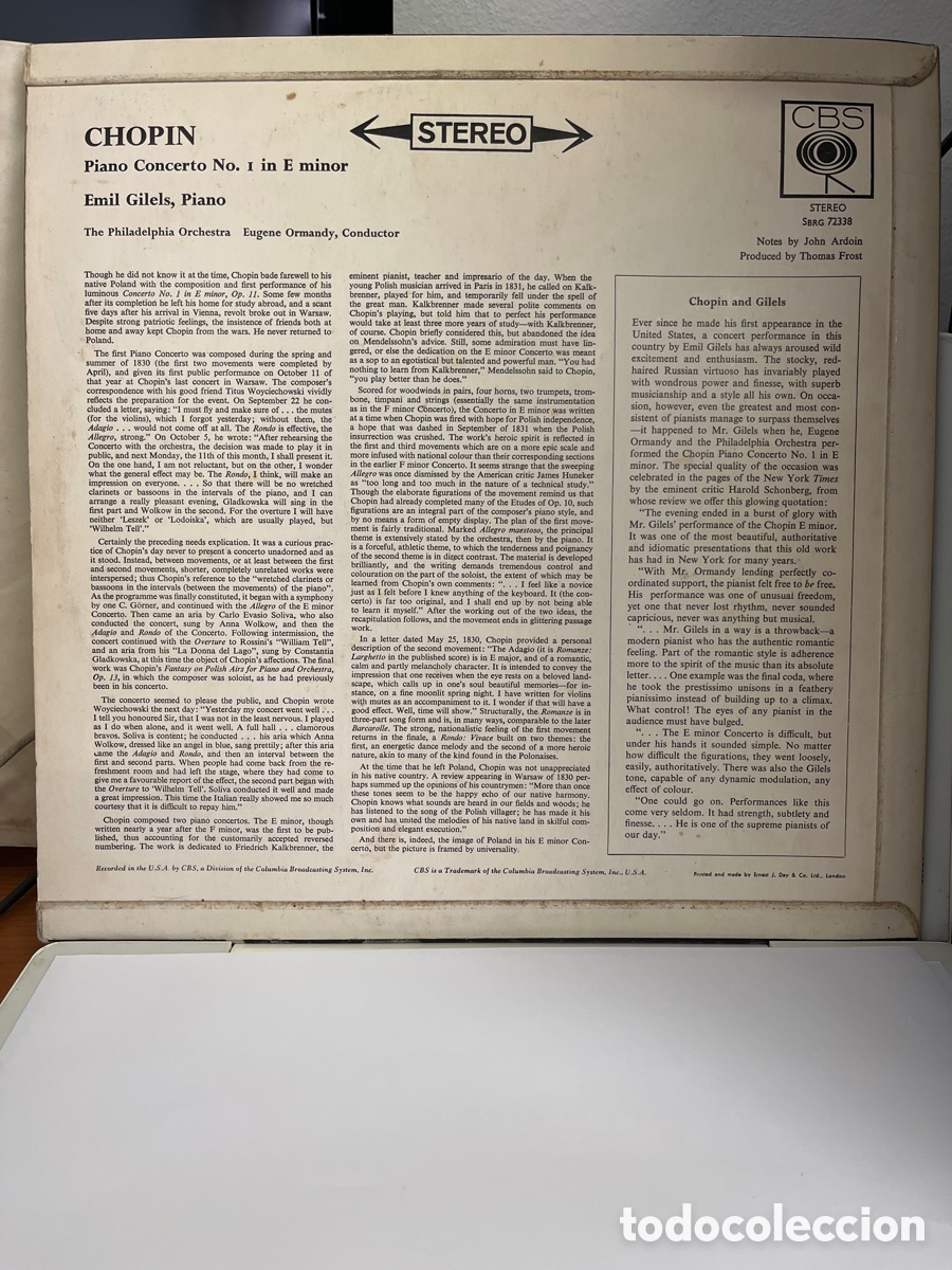 Discos de vinilo: Gilels. Eugene Ormandy. The Philadelphia Orchestra. - Foto 2