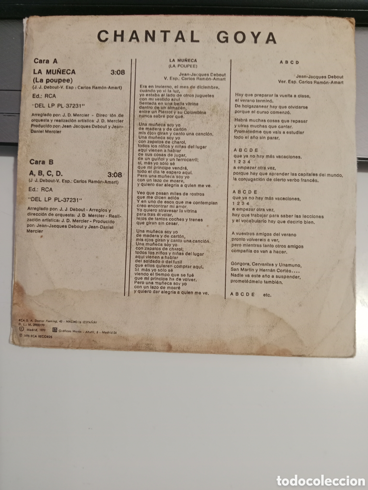 Discos de vinilo: Chantal Goya - La mu&ntilde;eca - Foto 2