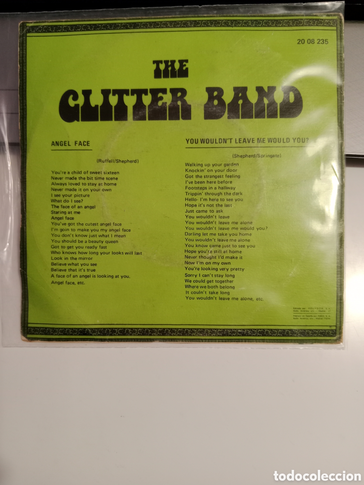 Discos de vinilo: Glitter Band - &Aacute;ngel face - Foto 2