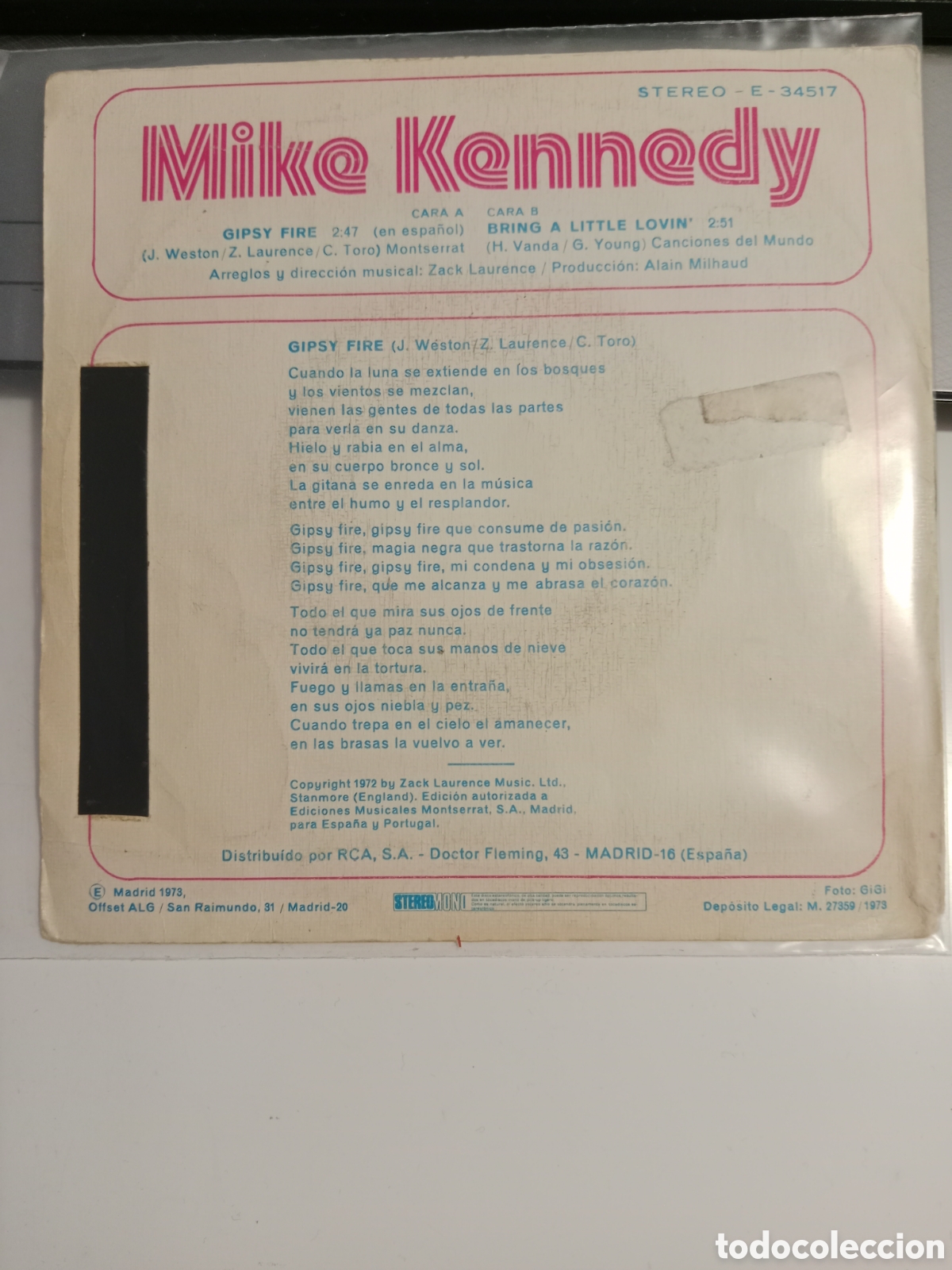 Discos de vinilo: Mike Kennedy - Gipsy fire - Foto 2