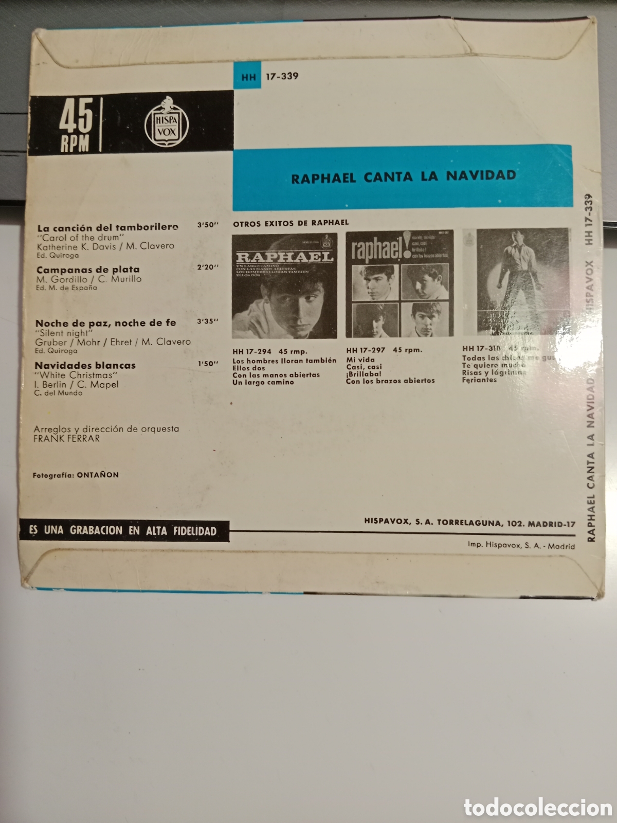 Discos de vinilo: Raphael - Canta a la navidad - Foto 2