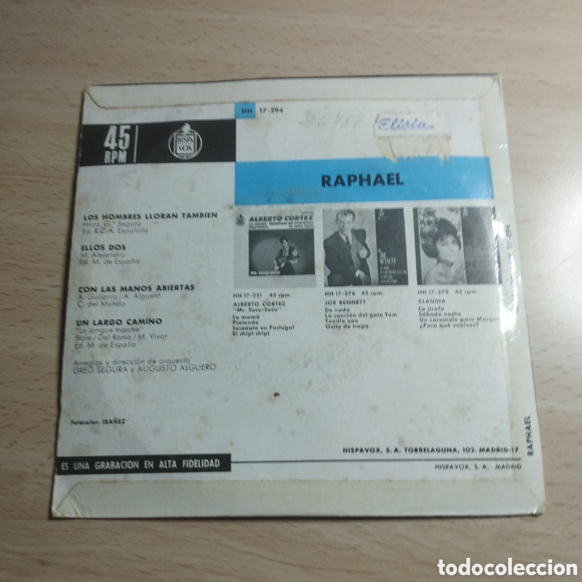 Discos de vinilo: EP 7&rdquo; Raphael 1964 Un largo camino + 3 - Foto 2
