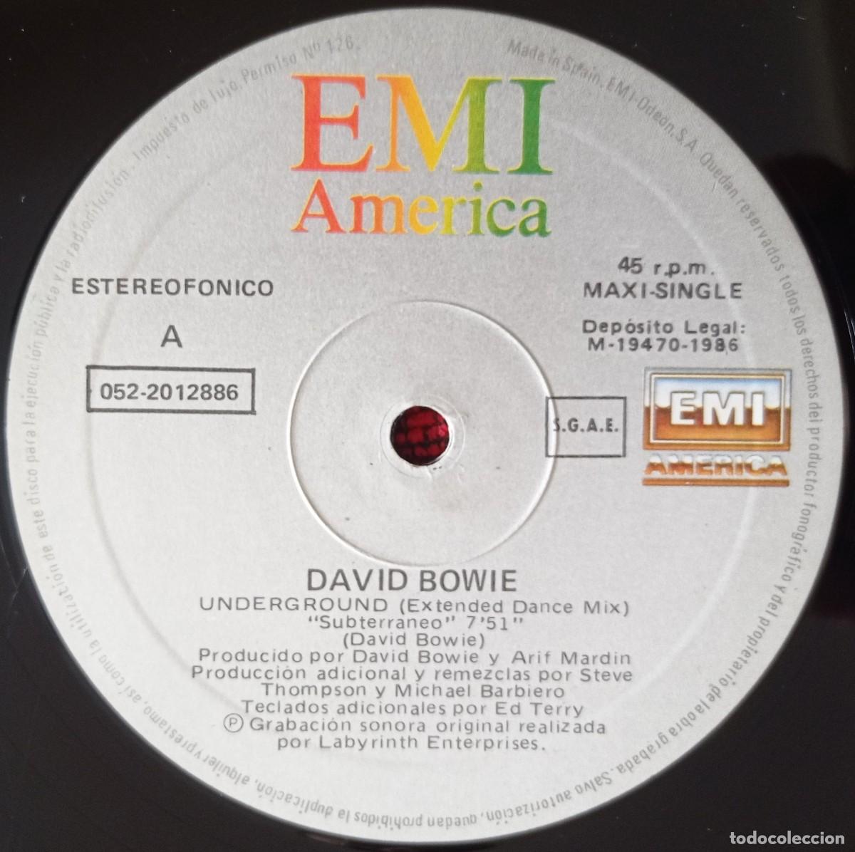 Discos de vinilo: DAVID BOWIE ** Underground ** MAXI SINGLE VINILO ORIGINAL 1986 - Foto 3