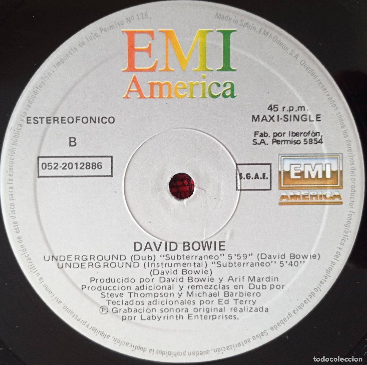 Discos de vinilo: DAVID BOWIE ** Underground ** MAXI SINGLE VINILO ORIGINAL 1986 - Foto 4