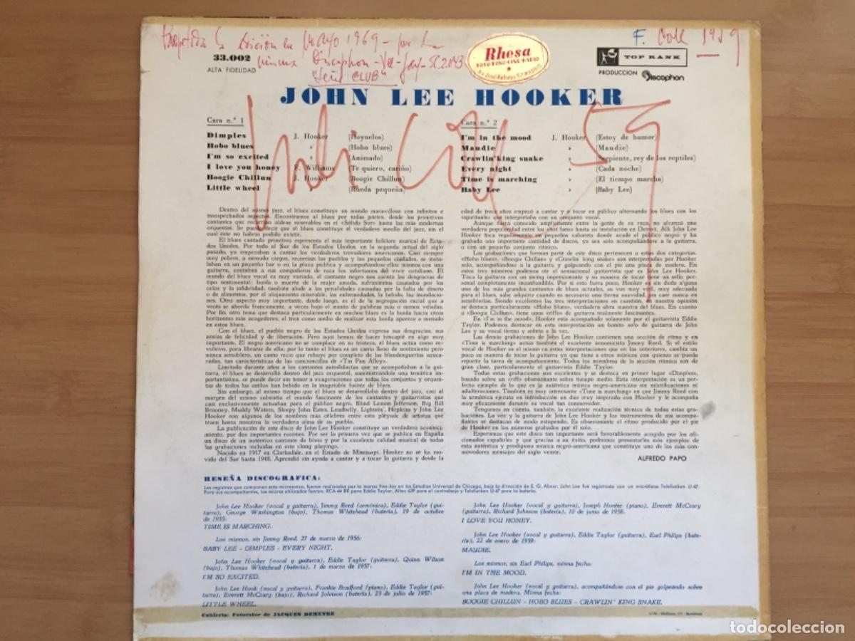 Discos de vinilo: JOHN LEE HOOKER. Blues modernos. (vinilo lp 1960) - Foto 2