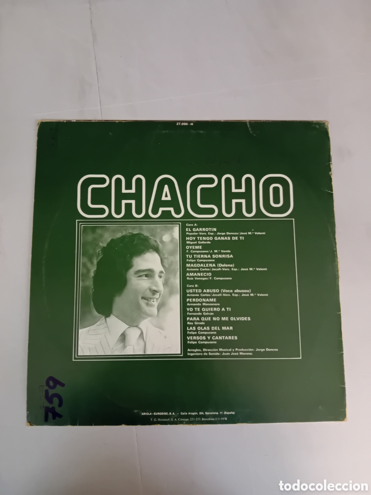 Discos de vinilo: CHACHO. 1978. EL GARROTIN. USTED ABUSO - Foto 2