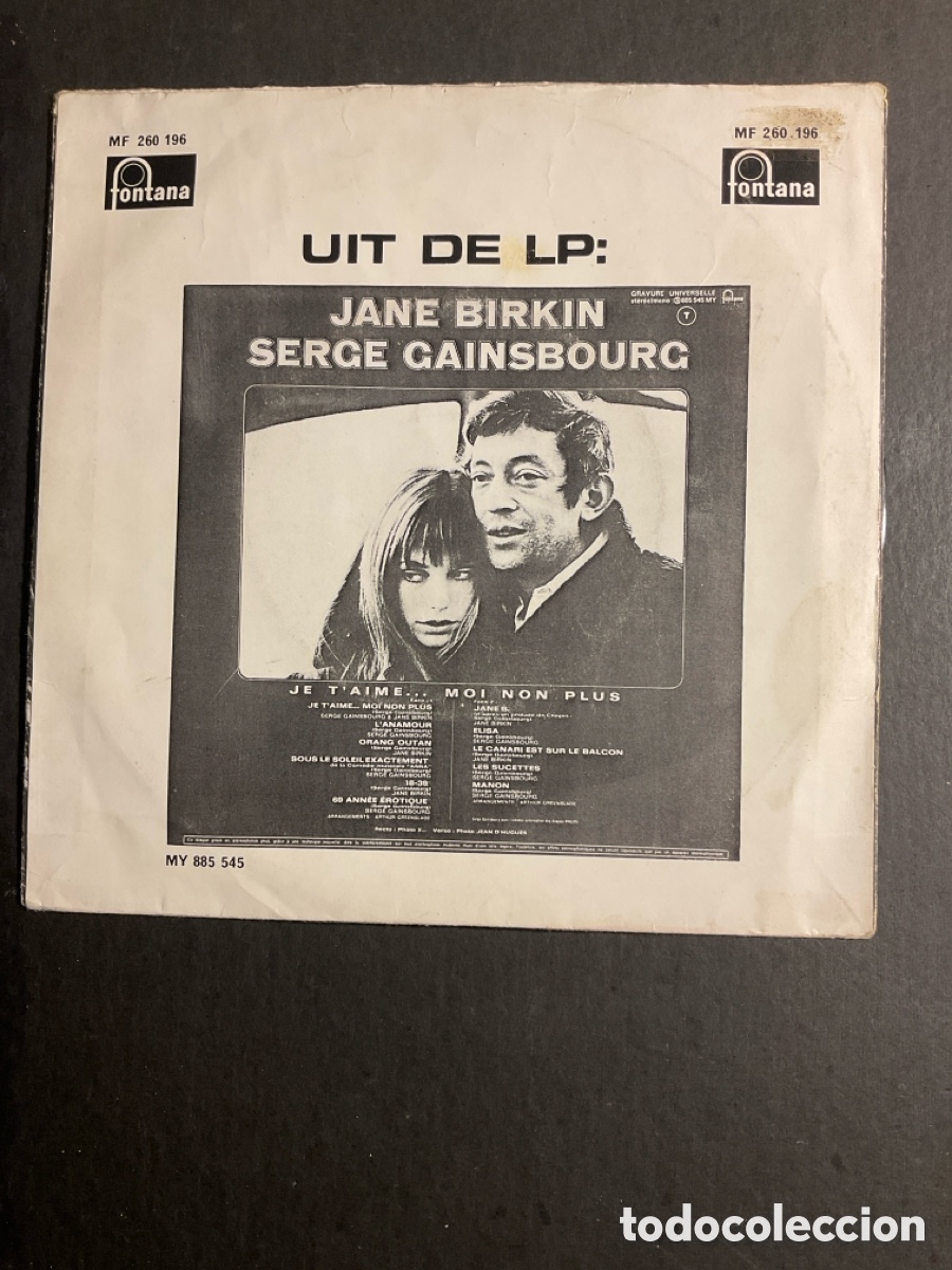 Discos de vinilo: Jane Birkin je t&rsquo;aime&hellip;&hellip;moi non plus - Foto 3