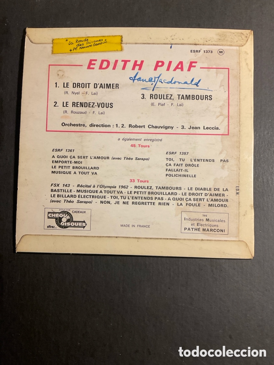 Discos de vinilo: Edith Piaf Le Droit D&rsquo;Aimer - Foto 2