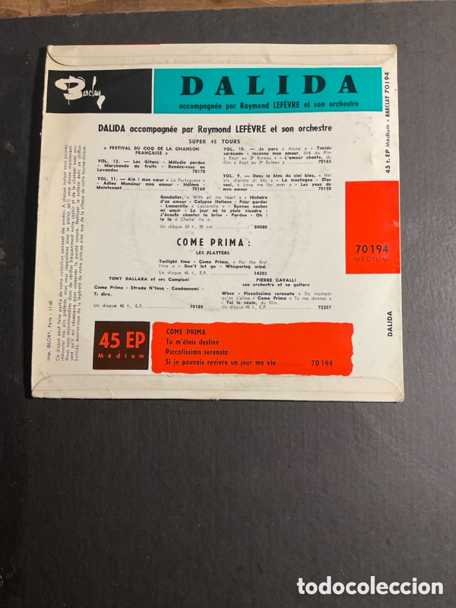 Discos de vinilo: DALIDA COME PRIMA - Foto 2