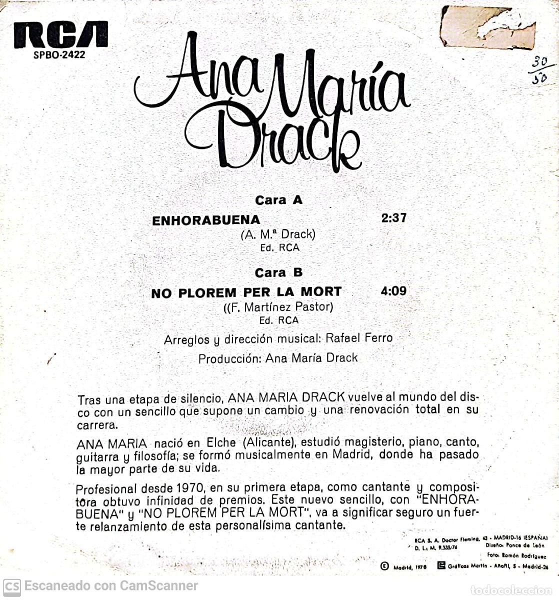 Discos de vinilo: Ana Mar&iacute;a Drack &lrm;&ndash; Enhorabuena - Foto 2