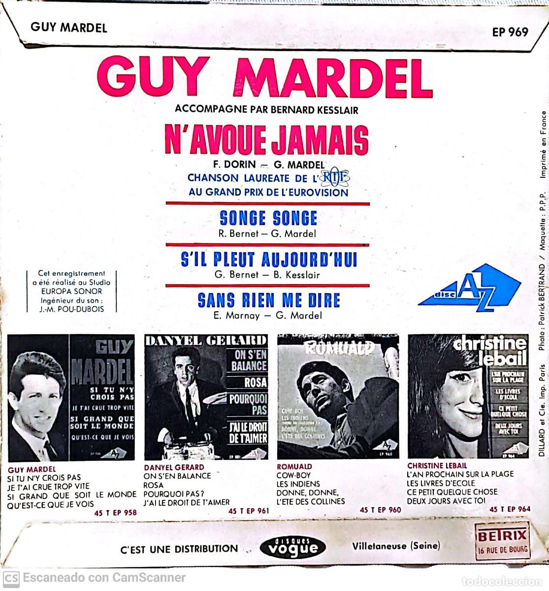 Discos de vinilo: Guy Mardel &lrm;&ndash; Navoue Jamais - Foto 2