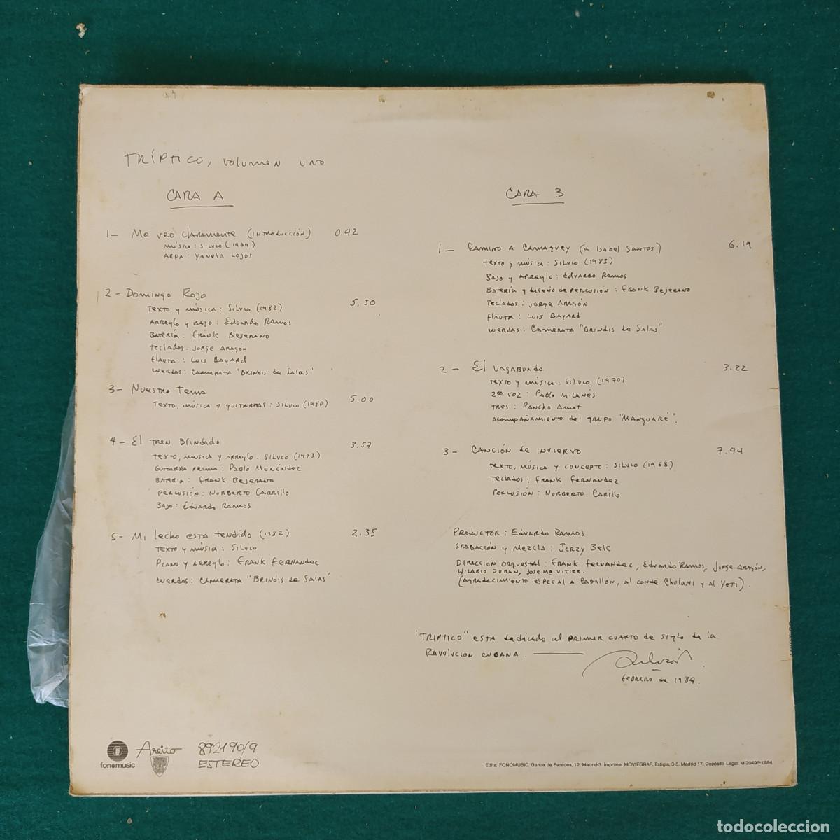 Discos de vinilo: Silvio Rodr&iacute;guez &ndash; Tr&iacute;ptico (Vol&uacute;men Uno) - Foto 2