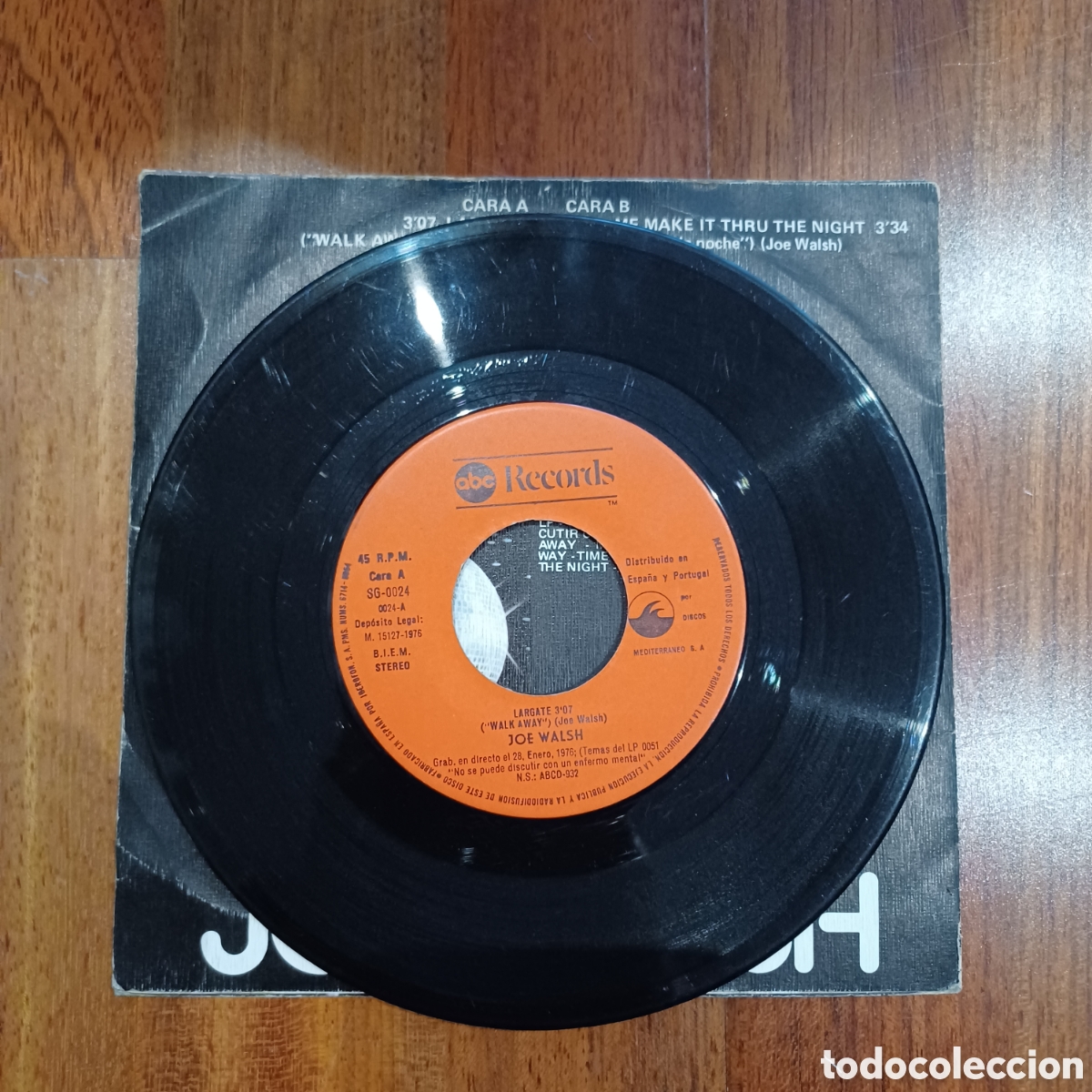 Discos de vinilo: Joe Walsh &lrm;&ndash; Walk Away = Largate Single 1976 - Foto 4