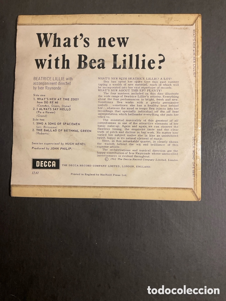 Discos de vinilo: Bea Lillie-What&rsquo;s New - Foto 2