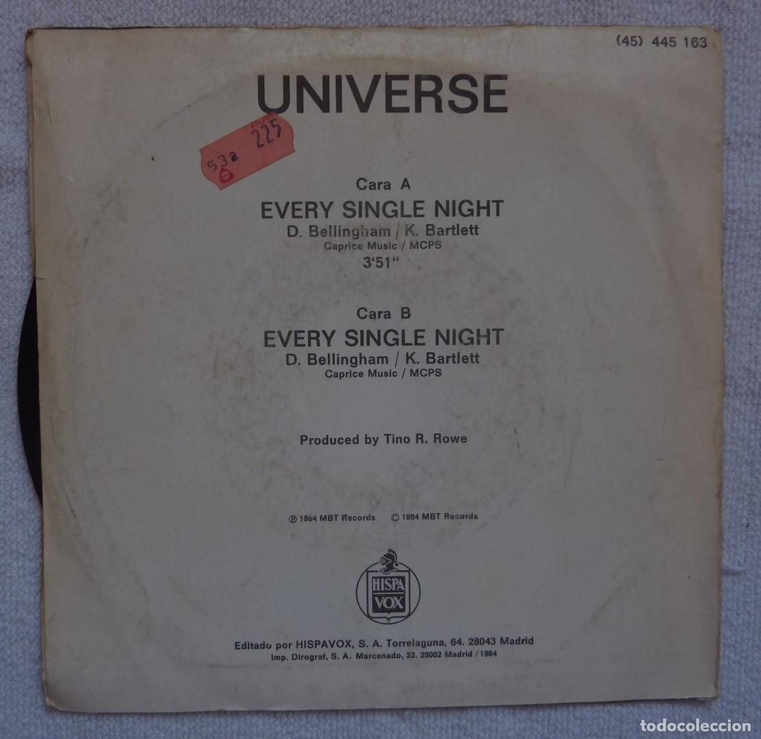 Discos de vinilo: UNIVERSE // EVERY SINGLE NIGHT // 1984 // SINGLE - Foto 2