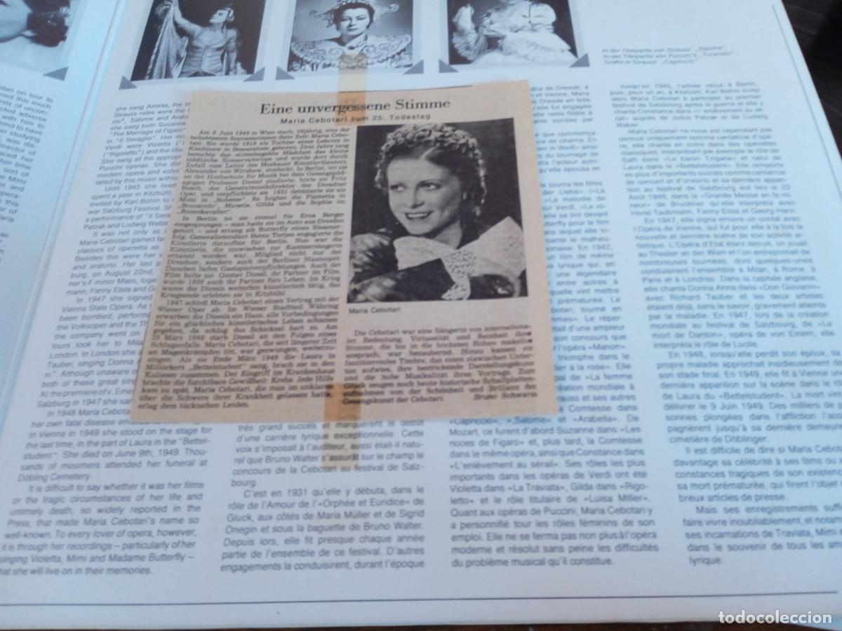 Discos de vinilo: MARIA CEBOTARI. DOBLE LP. FIGARO. TRAVIATA. - Foto 6