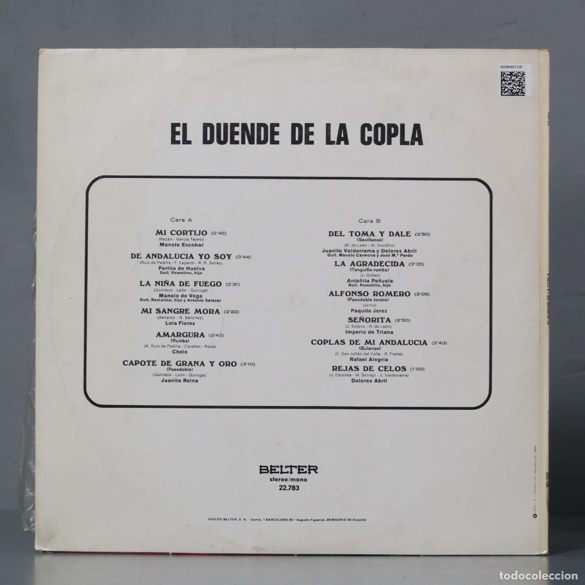 Discos de vinilo: LP. El Duende De La Copla - Foto 2
