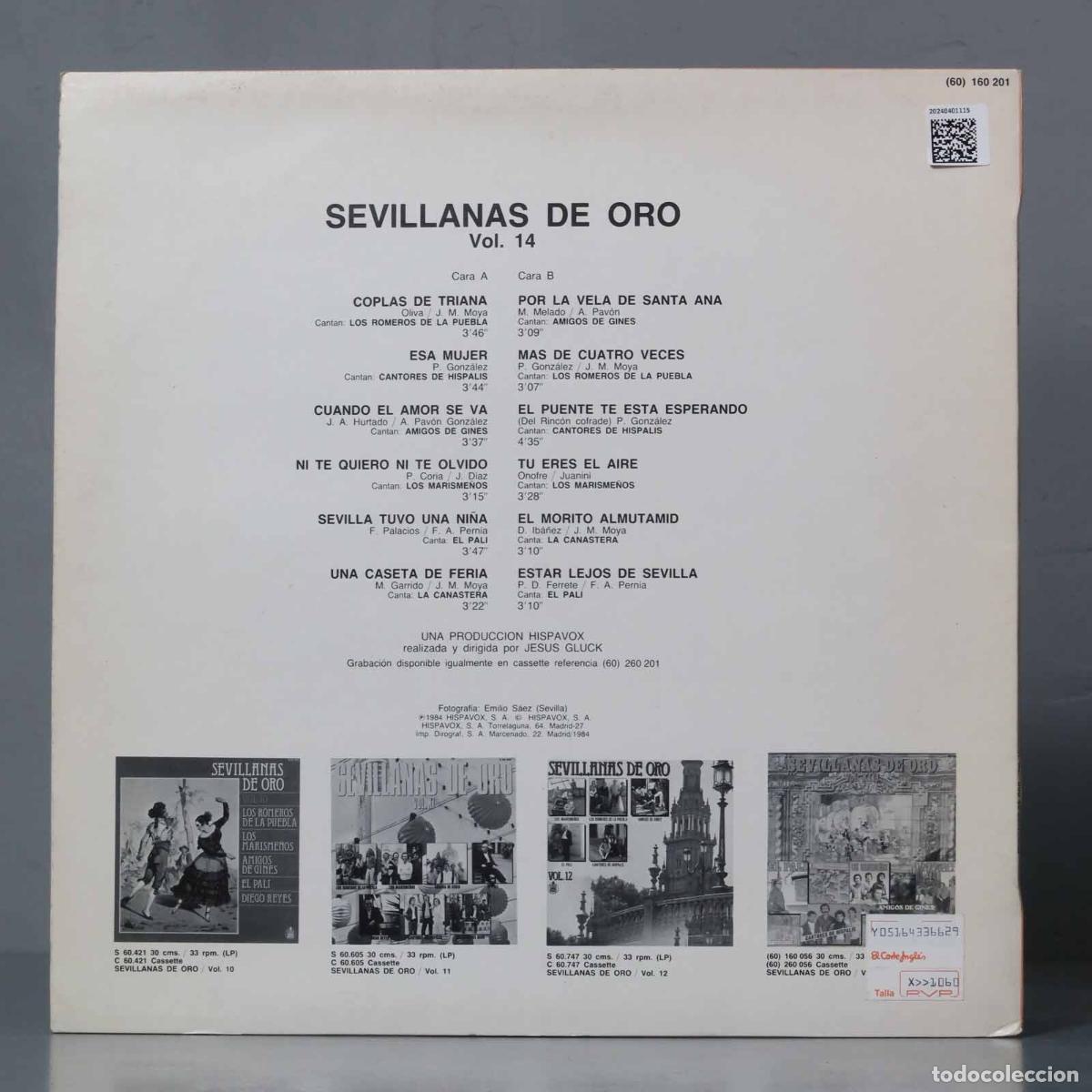 Discos de vinilo: LP. Sevillanas De Oro Vol. 14 - Foto 2