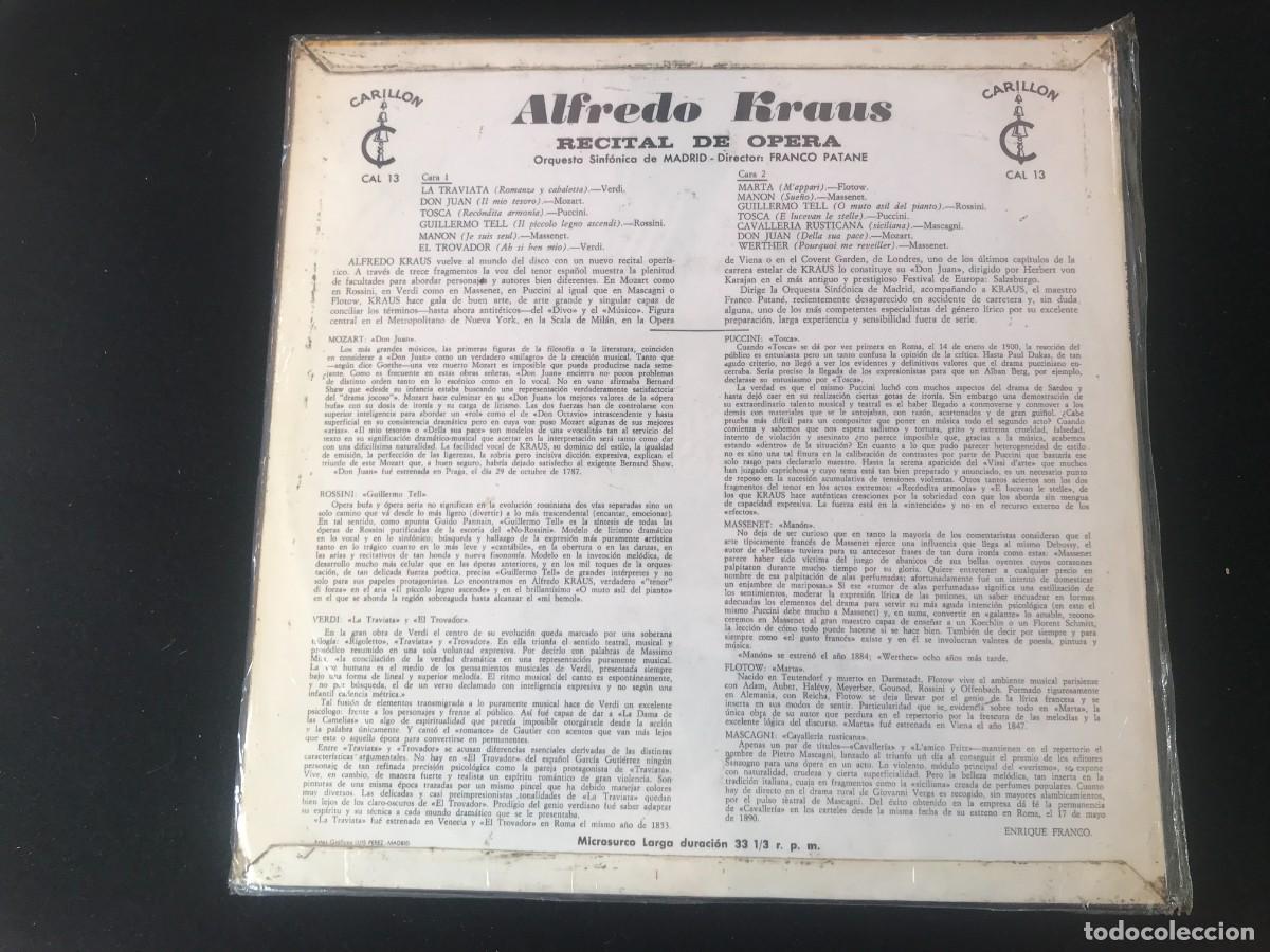 Discos de vinilo: ALFREDO KRAUS . Recital de &oacute;pera. Espa&ntilde;a - Foto 2