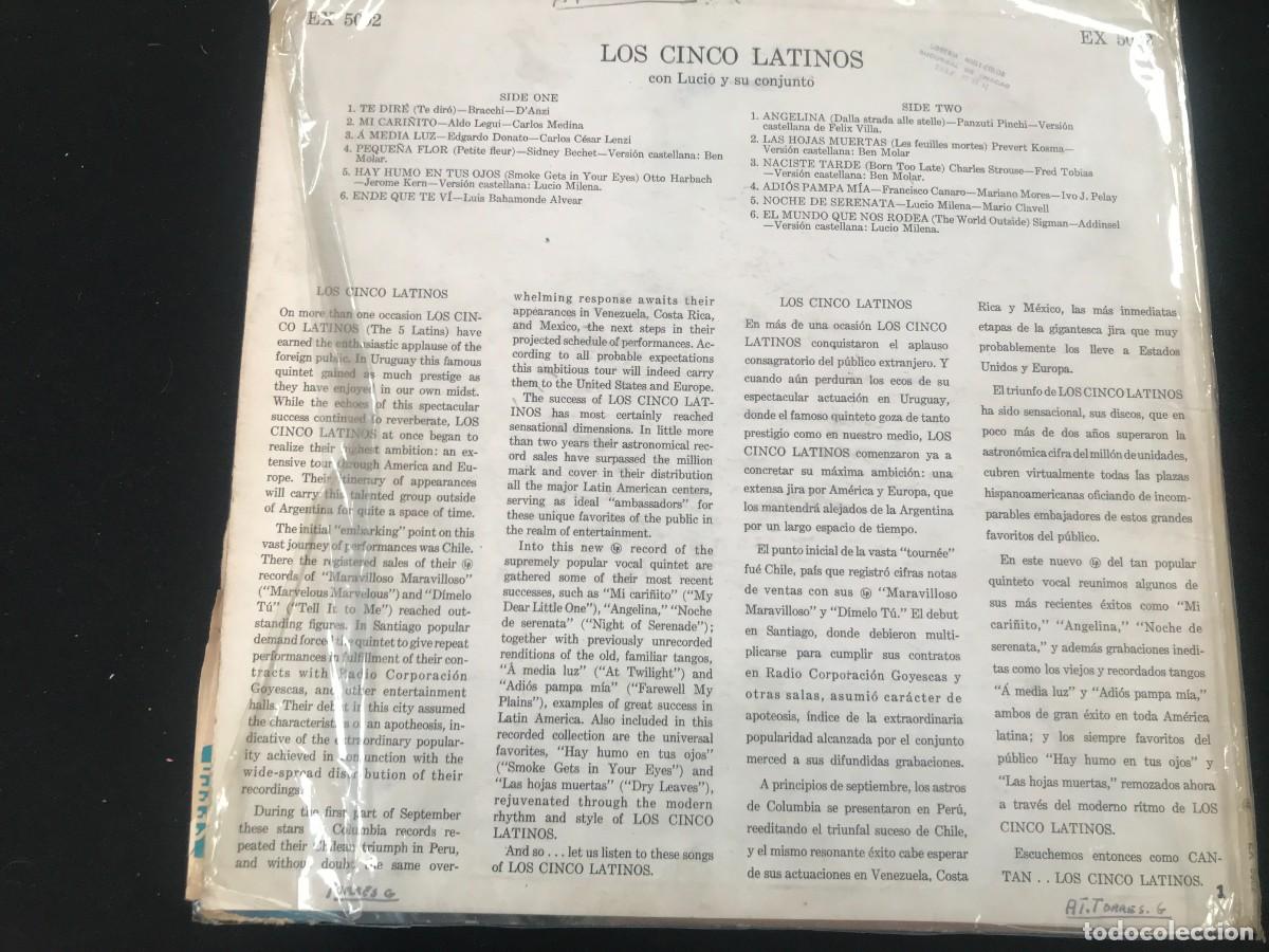 Discos de vinilo: Disco DE LOS CINCO LATINOS CON LUCIO Y SU CONJUNTO - Foto 2