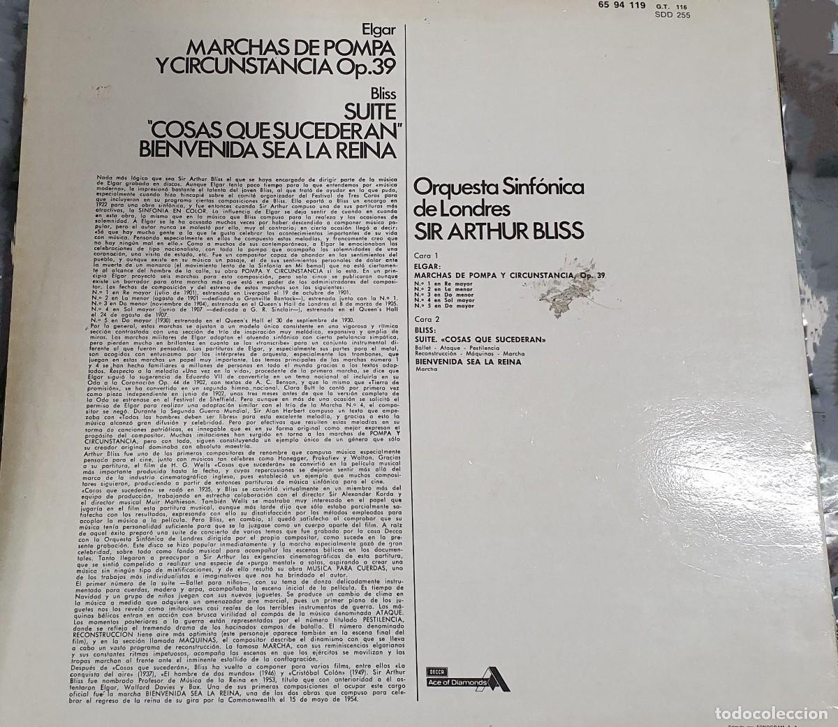Discos de vinilo: Orquesta Sinf&oacute;nica de Londres. Edgar, Bliss. LP - Foto 2