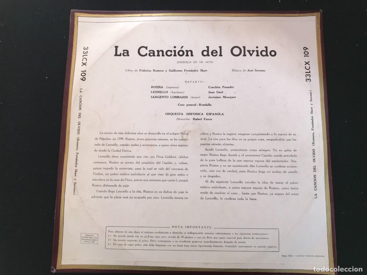 Discos de vinilo: DISCO - LA CANCION DEL OLVIDO - JOSE SERRANO - Foto 2