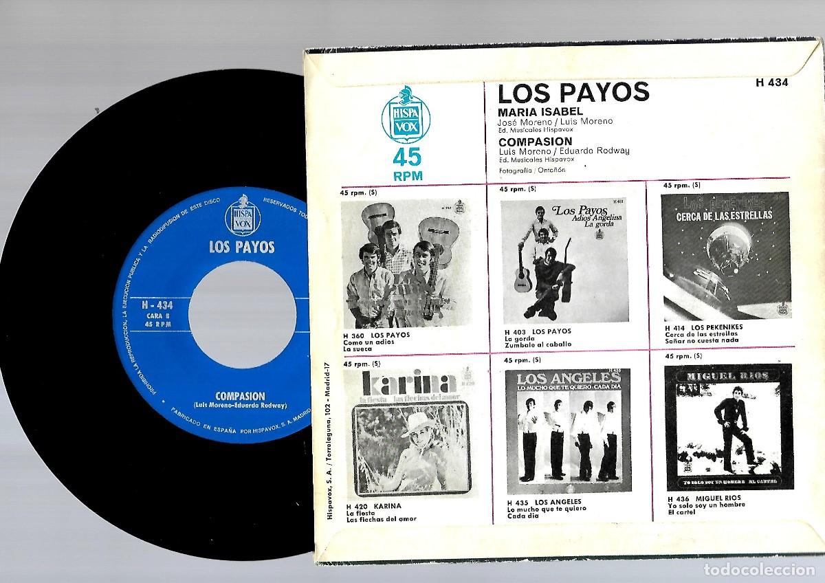 Discos de vinilo: DISCO VINILO 45 RPM LOS PAYOS - Foto 2