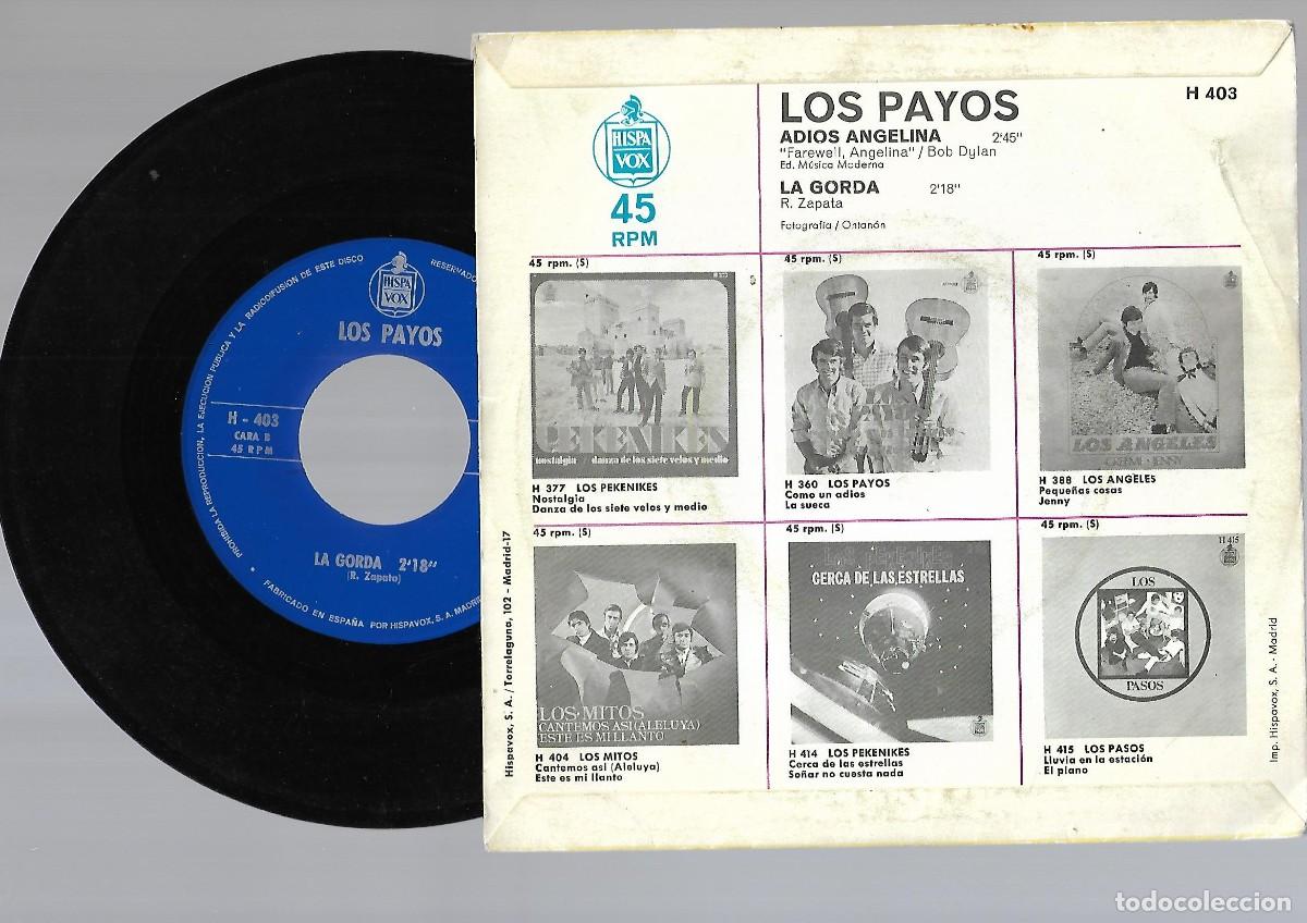 Discos de vinilo: DISCO VINILO 45 RPM LOS PAYOS - Foto 2