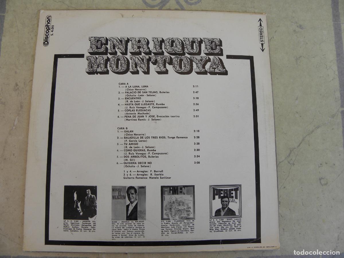Discos de vinilo: ENRIQUE MONTOYA -LP 1969 - Foto 2