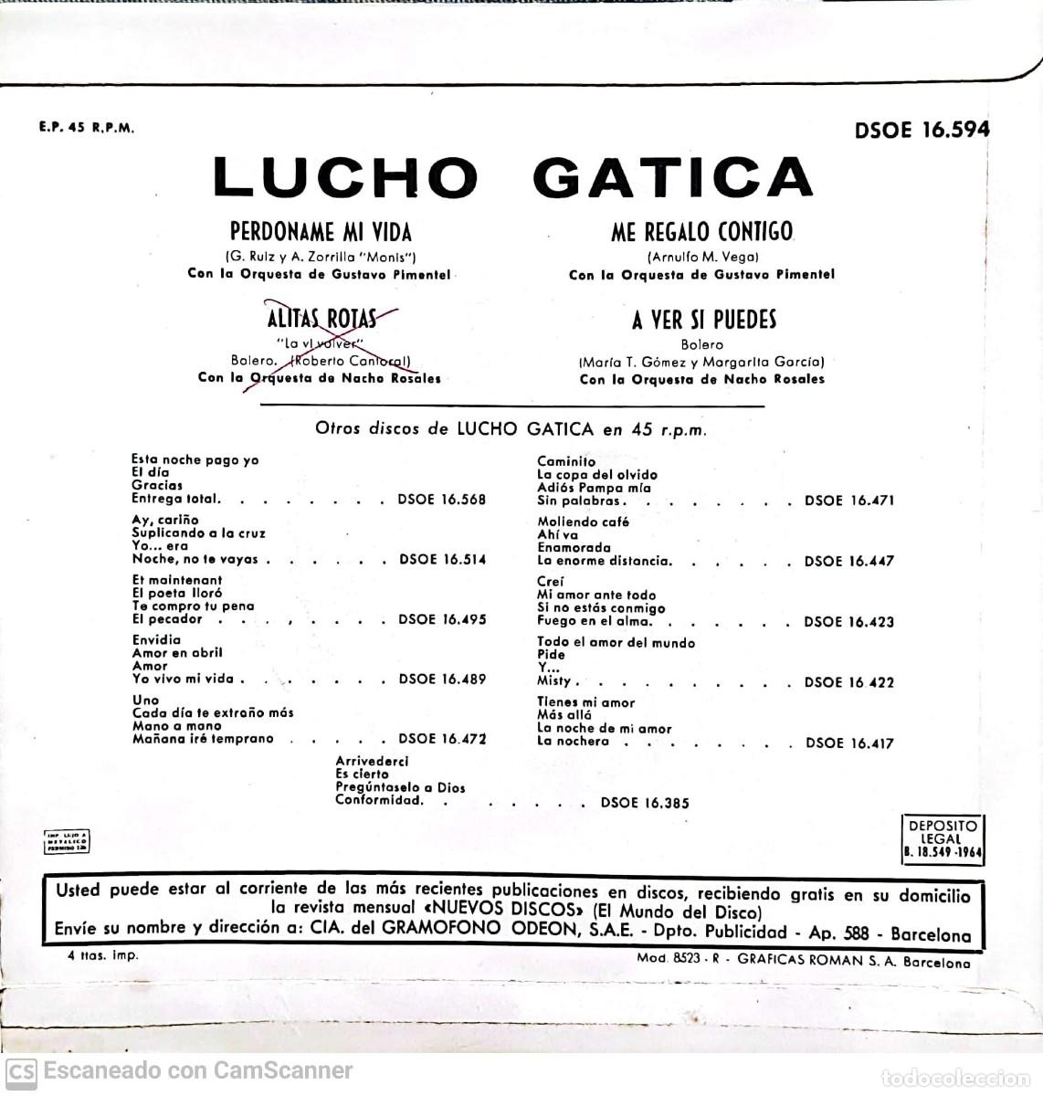 Discos de vinilo: Lucho Gatica &lrm;&ndash; Perdoname Mi Vida - Foto 2