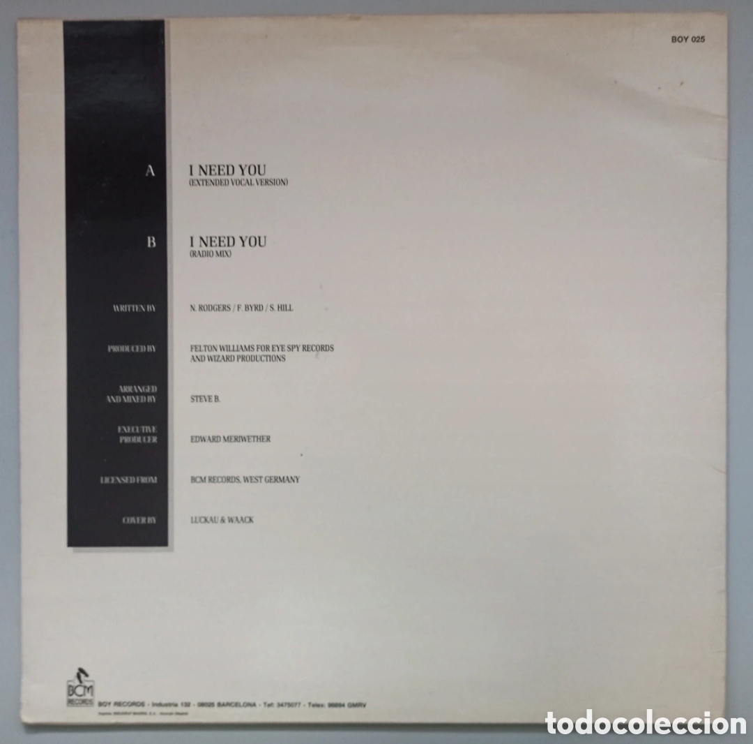 Discos de vinilo: BVMSP &rdquo;I need you&rdquo; 12&rdquo; - Foto 2