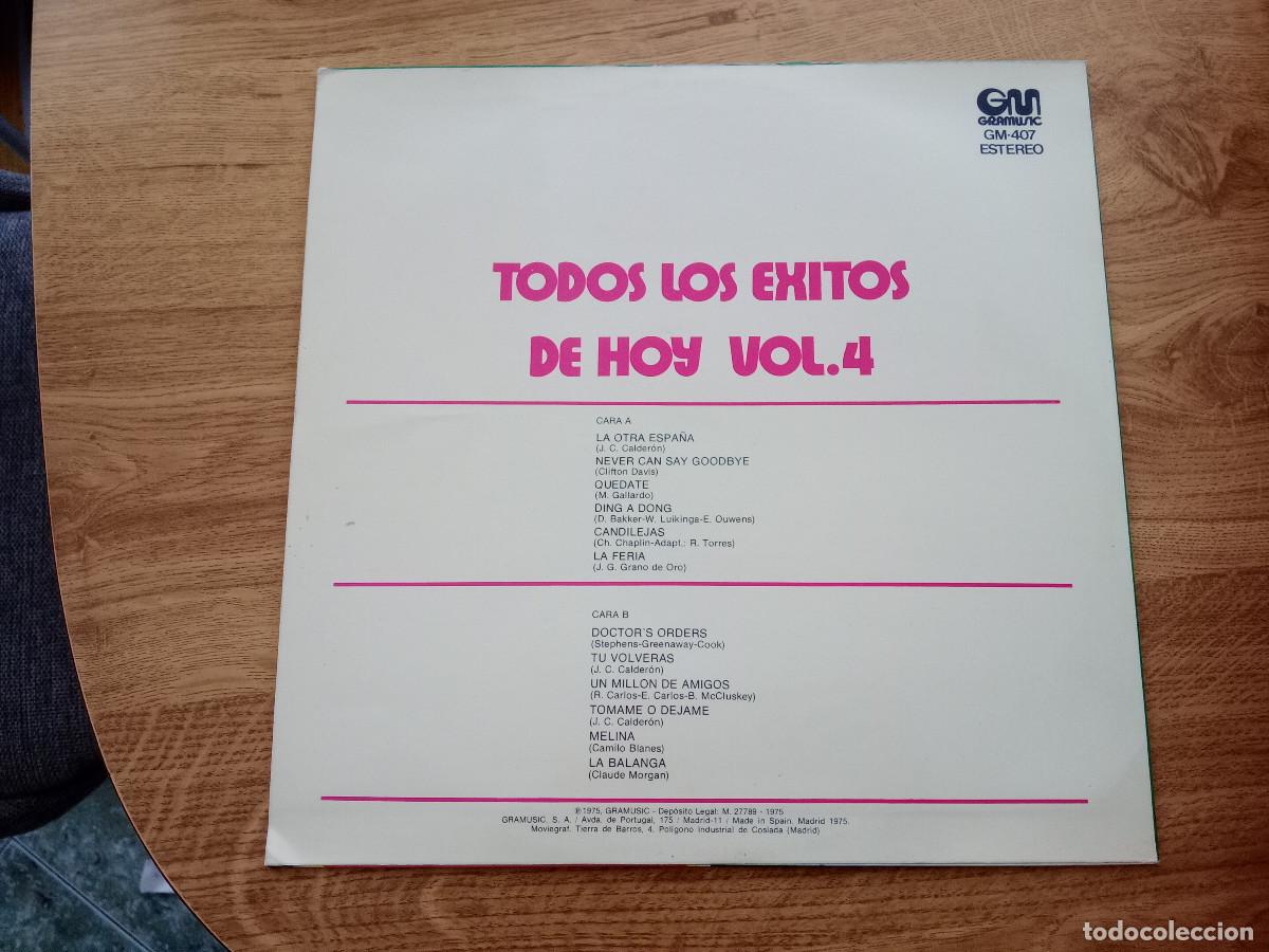 Discos de vinilo: TODOS LOS EXITOS DE HOY / VOL. 4 - Foto 2