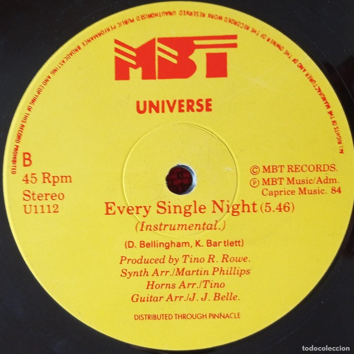 Discos de vinilo: UNIVERSE ** Every Single Night ** MAXI SINGLE VINILO 1984 UK - Foto 2
