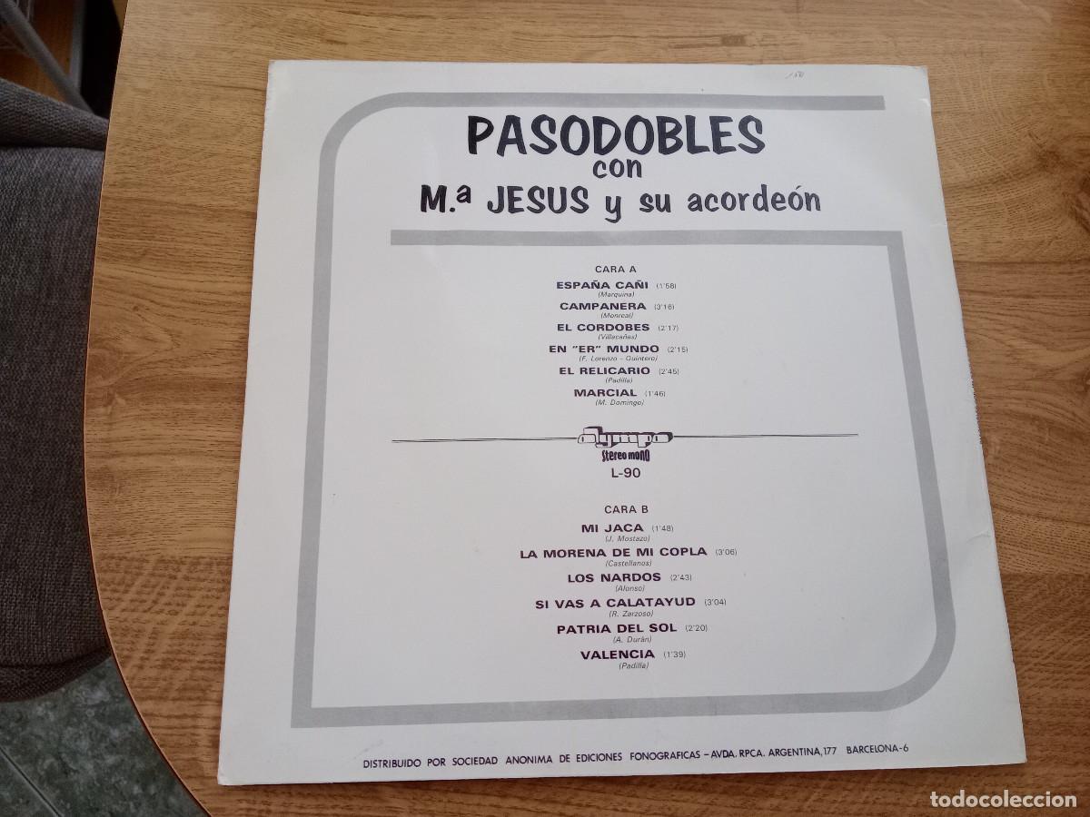 Discos de vinilo: PASODOBLES CON MARIA JES&Uacute;S Y SU ACORDEON - Foto 2