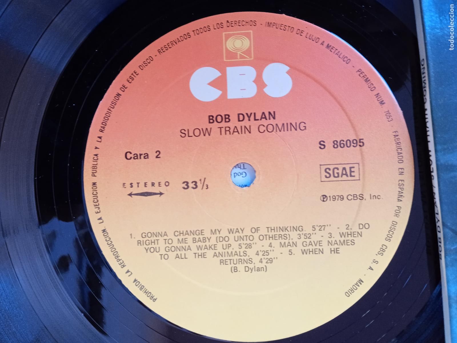 Discos de vinilo: BOB DYLAN LP. SLOW TRAIN COMING. MADE IN SPAIN. 1979. - Foto 2