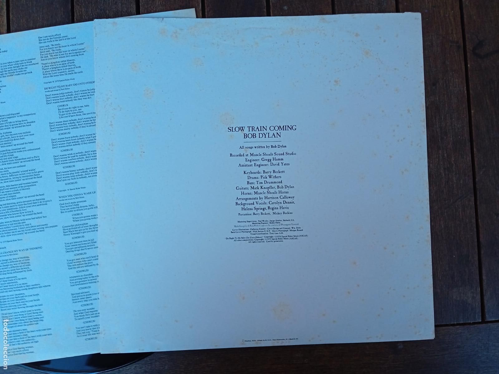 Discos de vinilo: BOB DYLAN LP. SLOW TRAIN COMING. MADE IN SPAIN. 1979. - Foto 5