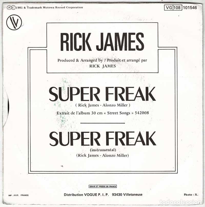 Discos de vinilo: Rick James - Super Freak (Part. 1 & 2). Single - Foto 2
