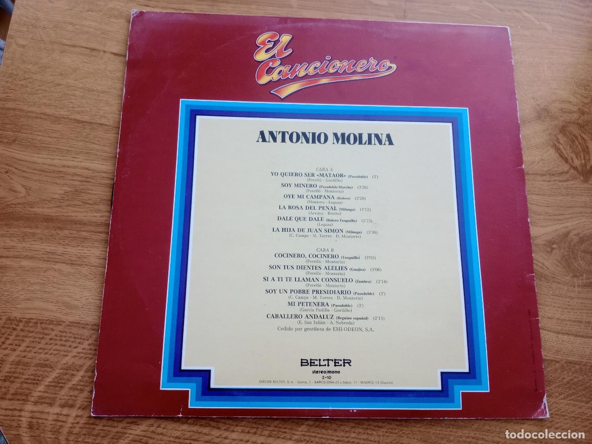 Discos de vinilo: ANTONIO MOLINA / EL CANCIONERO N&ordm; 10 - Foto 2