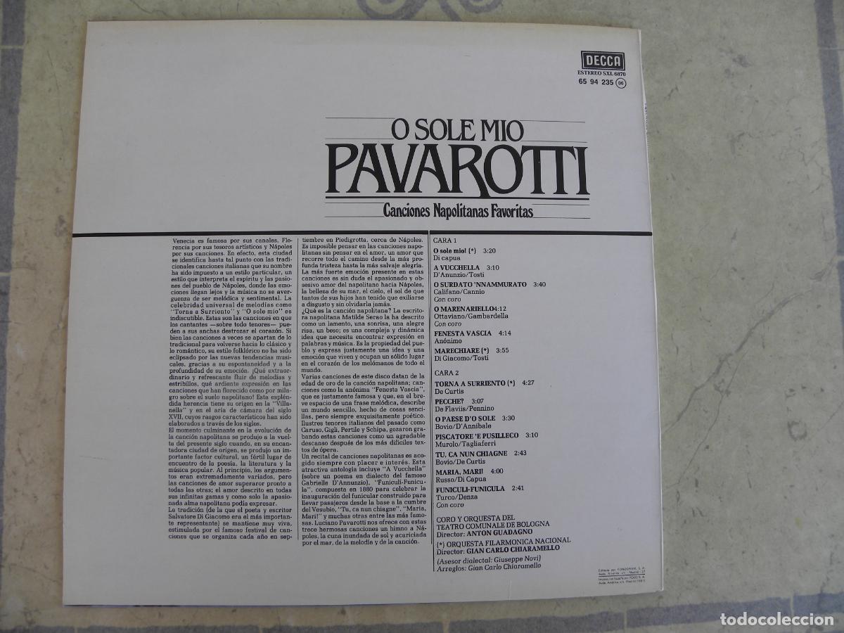 Discos de vinilo: PAVAROTTI O SOLE MIO -LP 1981 - Foto 2