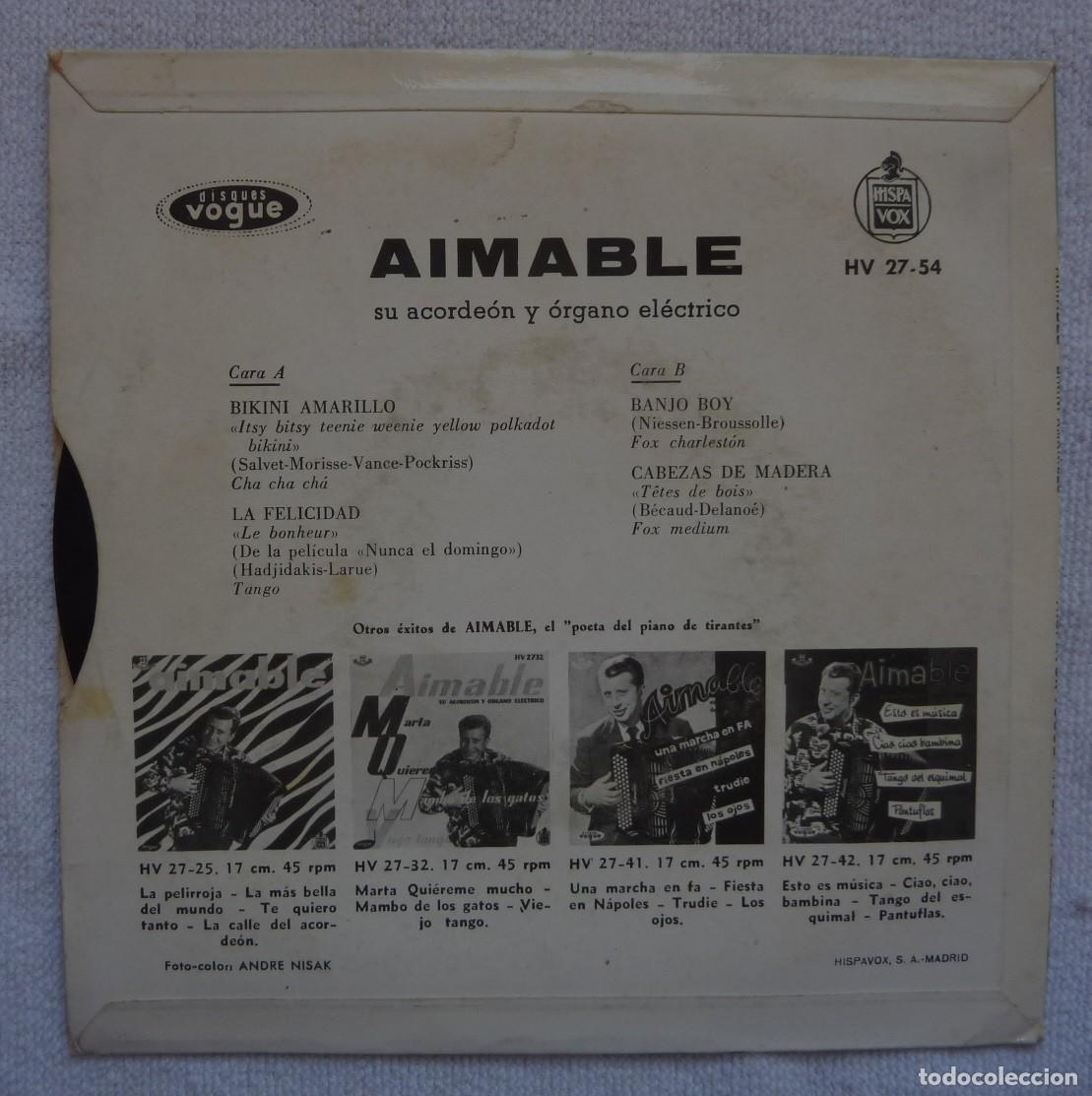 Discos de vinilo: AIMABLE // BIKINI AMARILLO+3 // 1960 // EP - Foto 2